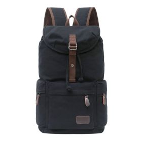 Trend Canvas Retro Large Capacity Outdoor Men's Backpack (Color: Black)