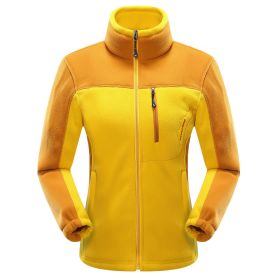 Cross-border Sources Of New Polar Fleece Warm Fleece Couple Cardigan Contrast (Option: Yellow female-5XL)