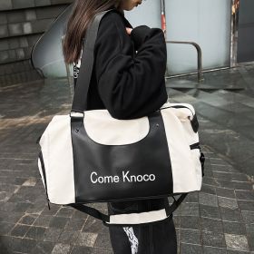 Gym Bag Men's And Women's Fashion Street Fashion Portable Shoulder Bag (Option: White And Black-43 √ó 20 √ó 26)