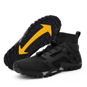 Outdoor Large Size Hiking Shoes Men's Lightweight High-top (Option: L2026 Black-44)