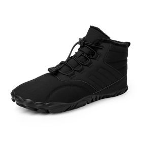 Fleece-lined Warm Five-finger Outdoor Sports Cotton Shoes Boots Wear-resistant Non-slip (Option: Black-41)
