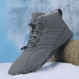 Fleece-lined Warm Five-finger Outdoor Sports Cotton Shoes Boots Wear-resistant Non-slip (Option: Gray-45)