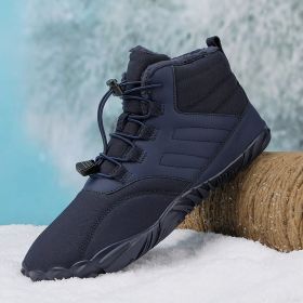 Fleece-lined Warm Five-finger Outdoor Sports Cotton Shoes Boots Wear-resistant Non-slip (Option: Blue-41)